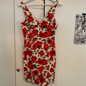 bebe floral sleeveless bodycon dress, Sz Small